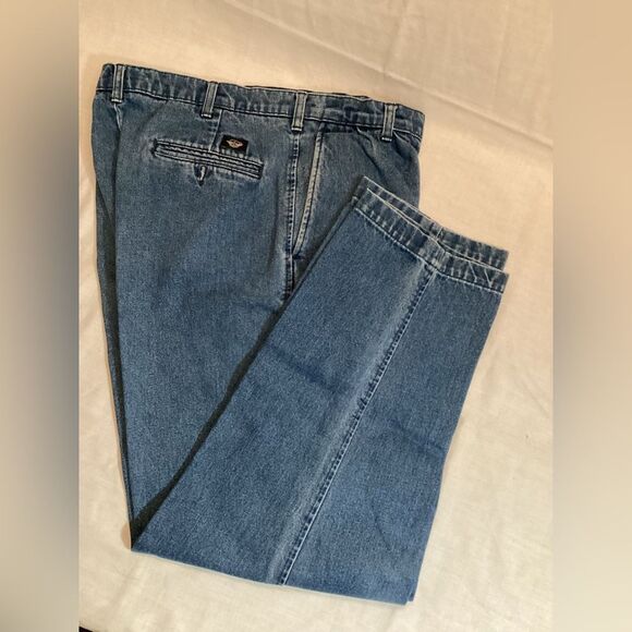 Dockers Blue Denim Khakis Men's Size 34x31 Vintage Look - Picture 1 of 12